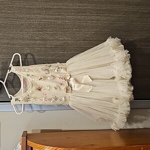 Cream Color Dress with Tulle and Flowers